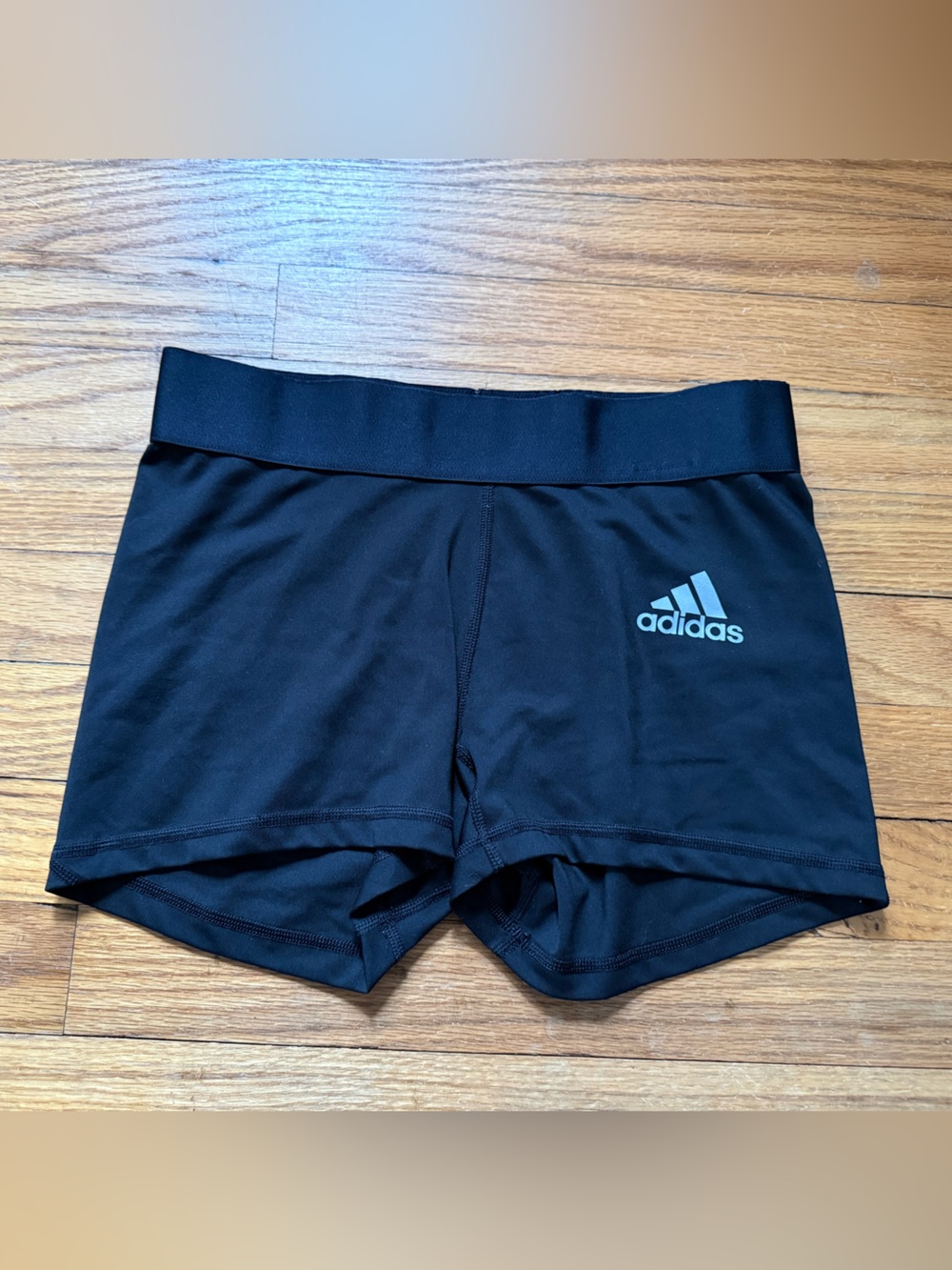 adidas Black Girls' Athletic Stretch Short with White Logo